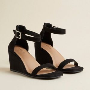 NWT Torrid Square Toe Demi Wedge Heels Minimalist Cocktail Party Black 8